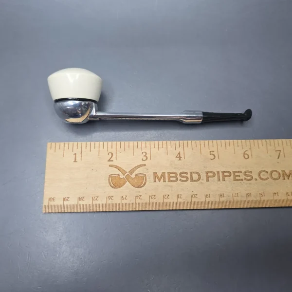 Falcon Chrome Dental w/ MBSD Meerschaum Rhodesian Block Meerschaum Bowl Pipe, New - Image 11