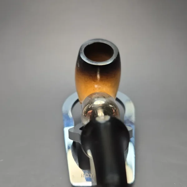 Belt Fumed African Block Meerschaum Bent Billiard w/ Les Wood Silver Estate Pipe, Unsmoked - Image 6