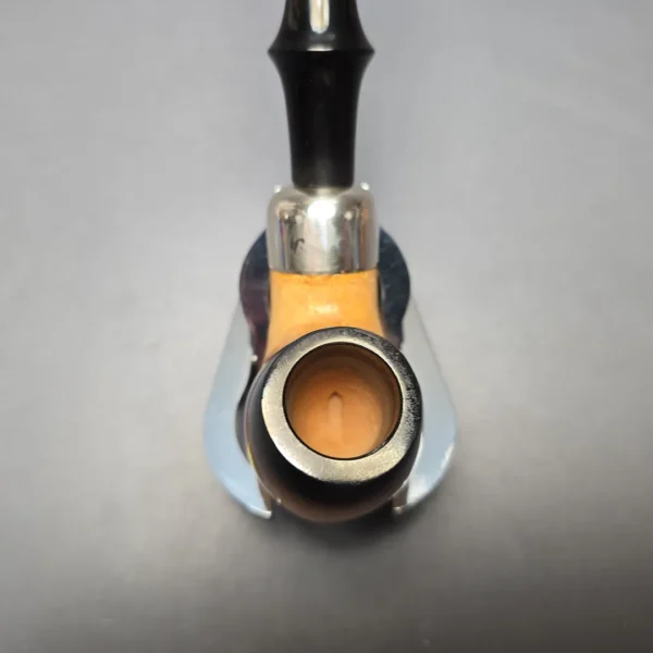 Belt Fumed African Block Meerschaum Bent Billiard w/ Les Wood Silver Estate Pipe, Unsmoked - Image 7