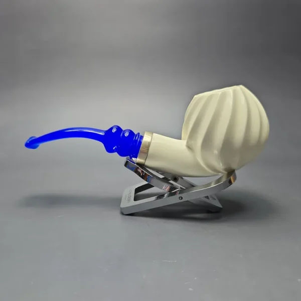 MBSD Meerschaum Silver Spiral Carved Apple Reverse Calabash Block Meerschaum Pipe, New - Image 5