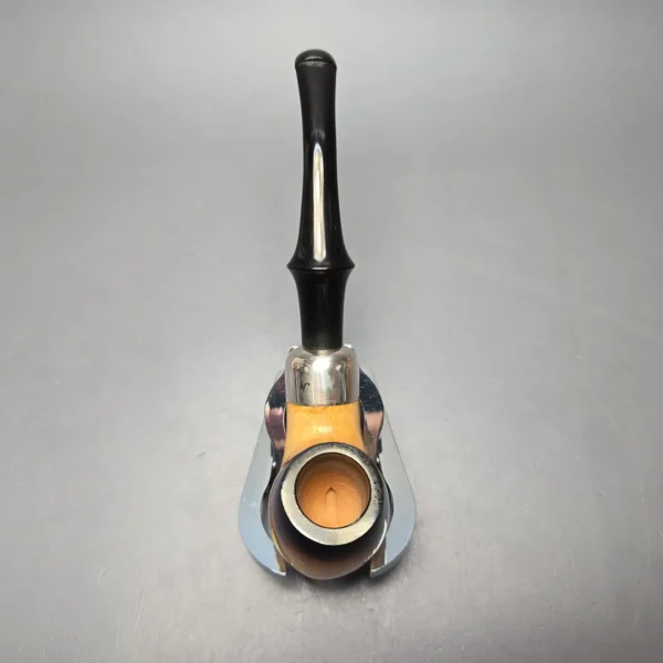 Belt Fumed African Block Meerschaum Bent Billiard w/ Les Wood Silver Estate Pipe, Unsmoked - Image 9