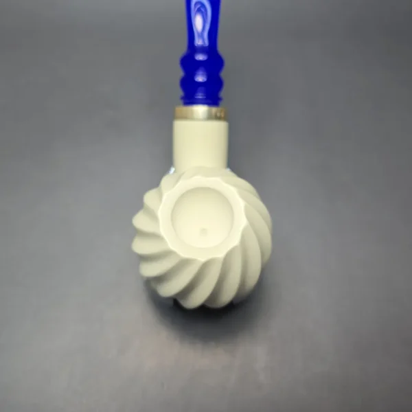 MBSD Meerschaum Silver Spiral Carved Apple Reverse Calabash Block Meerschaum Pipe, New - Image 7