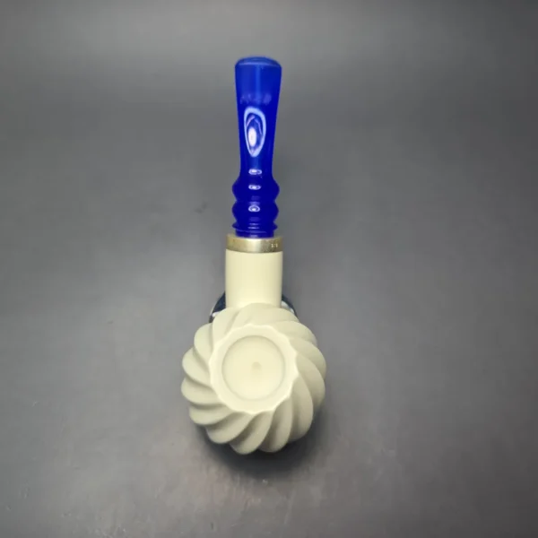 MBSD Meerschaum Silver Spiral Carved Apple Reverse Calabash Block Meerschaum Pipe, New - Image 9