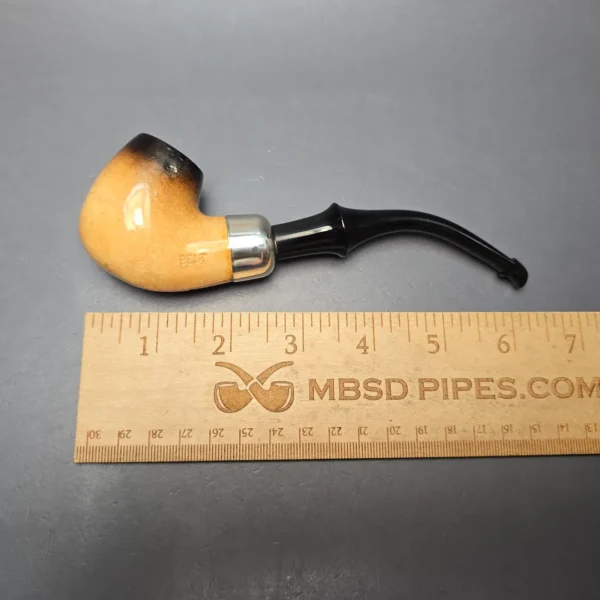 Belt Fumed African Block Meerschaum Bent Billiard w/ Les Wood Silver Estate Pipe, Unsmoked - Image 13