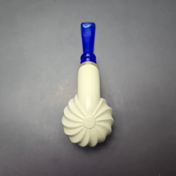 MBSD Meerschaum Silver Spiral Carved Apple Reverse Calabash Block Meerschaum Pipe, New - Image 10