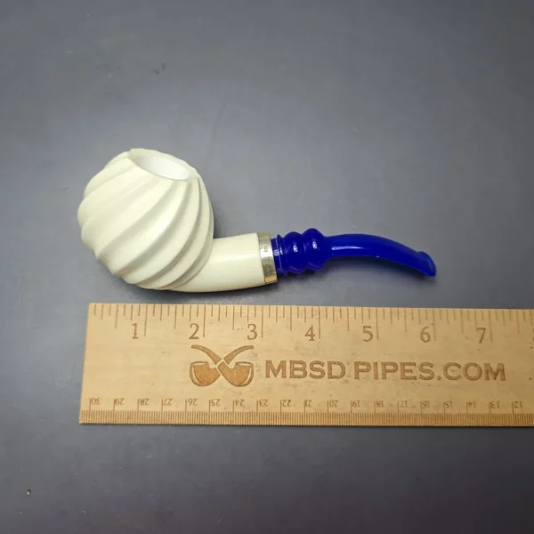 MBSD Meerschaum Silver Spiral Carved Apple Reverse Calabash Block Meerschaum Pipe, New - Image 11