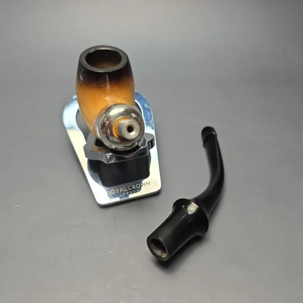 Belt Fumed African Block Meerschaum Bent Billiard w/ Les Wood Silver Estate Pipe, Unsmoked - Image 15
