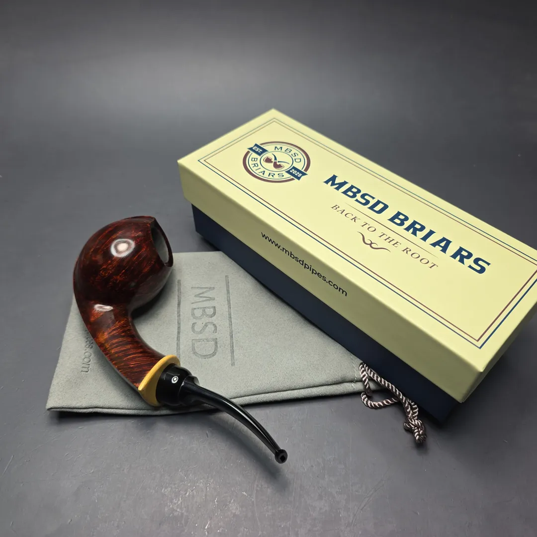 MBSD Briars Modern Masters 2 Smooth Blowfish w/ Boxwood Handmade Briar Pipe, New - Image 2