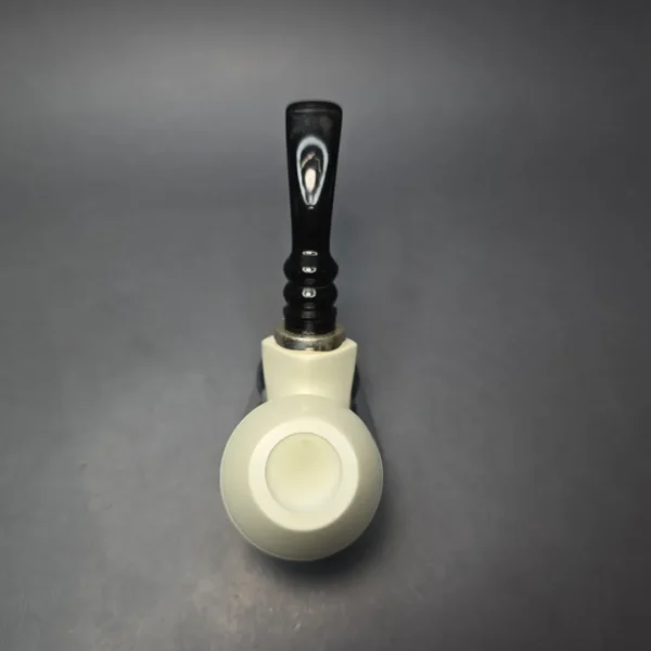 MBSD Meerschaum Silver Smooth Danish Bulldog Reverse Calabash Block Meerschaum Pipe, New - Image 7