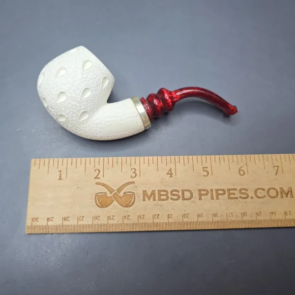 MBSD Meerschaum Silver Lattice Carved Bent Billiard Reverse Calabash Block Meerschaum Pipe, New - Image 12
