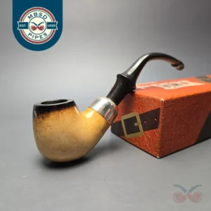 Belt Fumed African Block Meerschaum Bent Billiard w/ Les Wood Silver Estate Pipe, Unsmoked