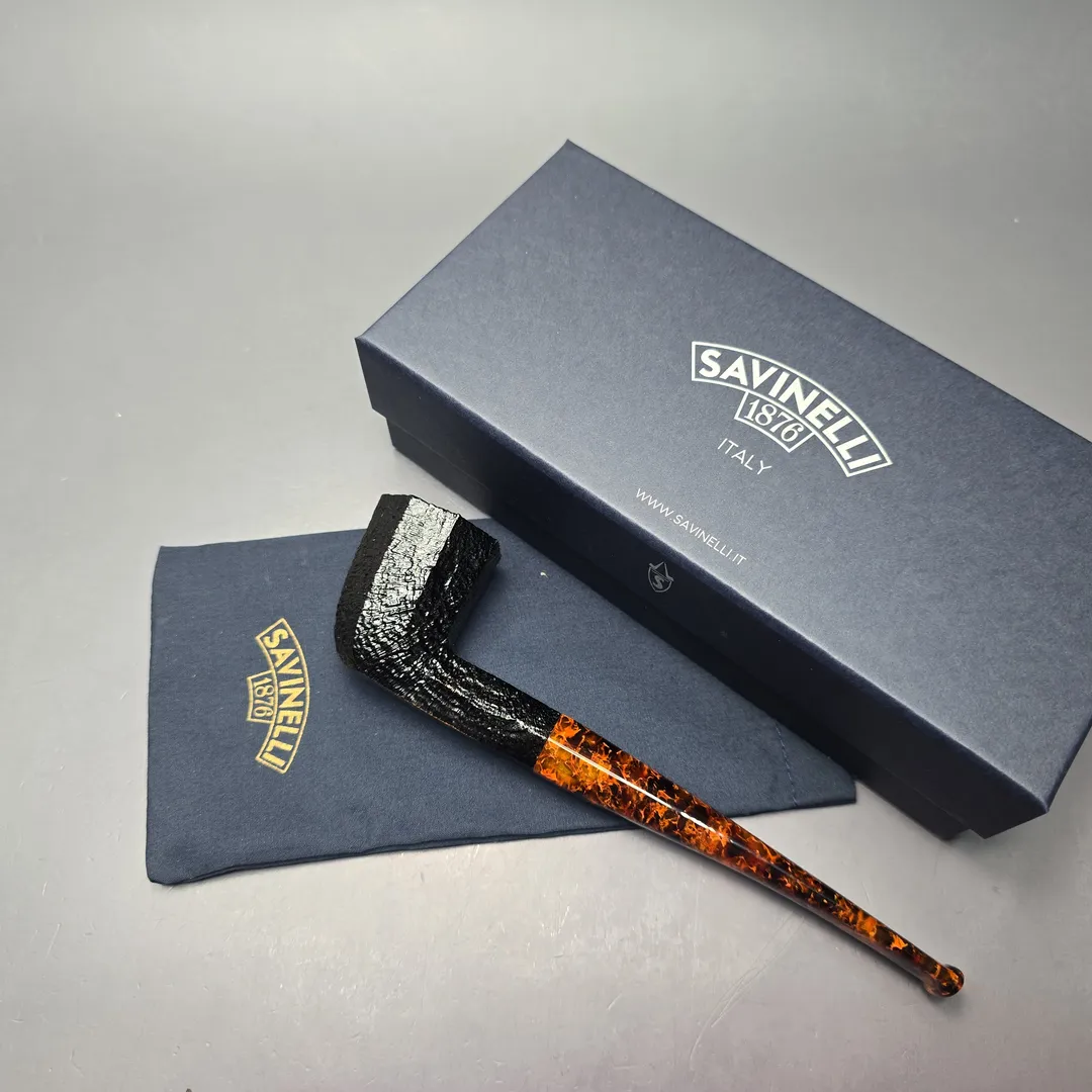 Savinelli Ottagono Long II Sandblasted Panel Dublin Briar Pipe, New, 6mm - Image 2