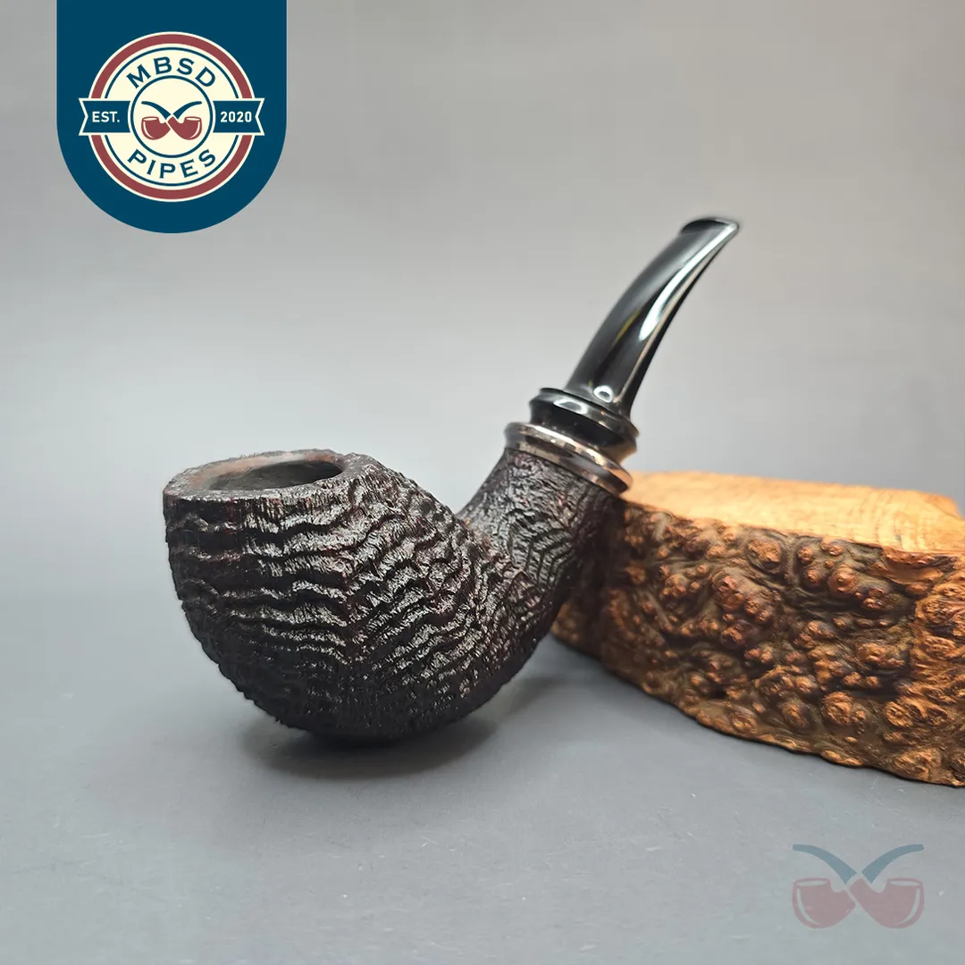 Abe Herbaugh Sandblasted Brandy w/ Silver Estate Briar Pipe, American Estates
