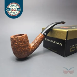 Charatan's Make Reuben Era 110 Sandblasted Bent Billiard Estate Briar Pipe, Unsmoked