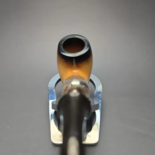 Belt Fumed African Block Meerschaum Bent Billiard w/ Les Wood Silver Estate Pipe, Unsmoked - Image 6