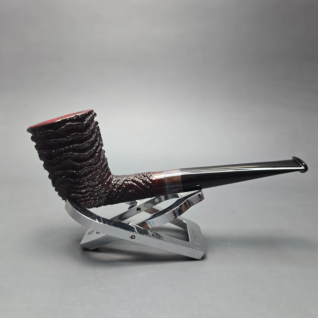 Walt Cannoy Cardinal House Morton Partially Rusticated Dublin w/ Silver Handmade Briar Pipe, New - Image 2