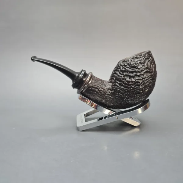 Abe Herbaugh Sandblasted Brandy w/ Silver Estate Briar Pipe, American Estates - Image 4