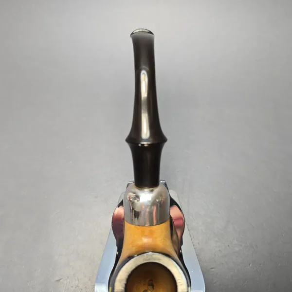 Belt Fumed African Block Meerschaum Bent Billiard w/ Les Wood Silver Estate Pipe, Unsmoked - Image 8
