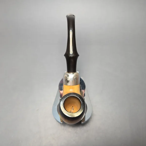 Belt Fumed African Block Meerschaum Bent Billiard w/ Les Wood Silver Estate Pipe, Unsmoked - Image 9
