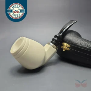 MBSD Meerschaum Silver Smooth Devil Anse Reverse Calabash Block Meerschaum Pipe, New