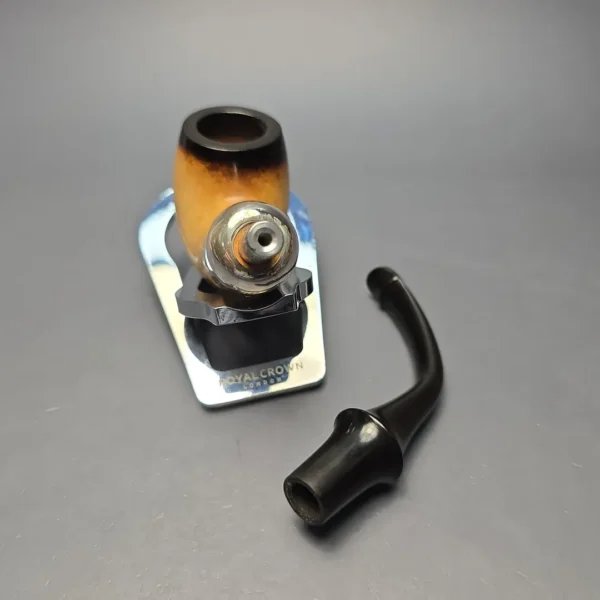 Belt Fumed African Block Meerschaum Bent Billiard w/ Les Wood Silver Estate Pipe, Unsmoked - Image 15