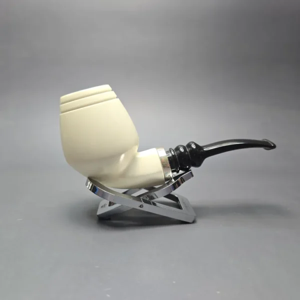 MBSD Meerschaum Silver Smooth Devil Anse Reverse Calabash Block Meerschaum Pipe, New - Image 3