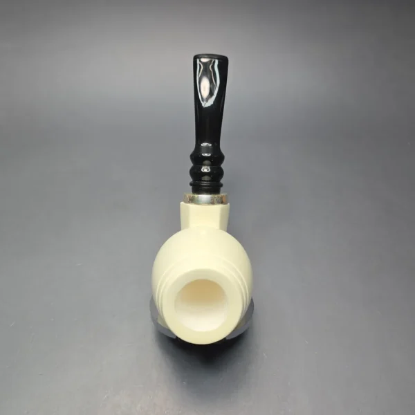 MBSD Meerschaum Silver Smooth Devil Anse Reverse Calabash Block Meerschaum Pipe, New - Image 9