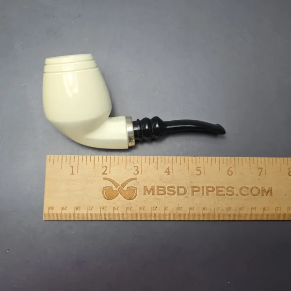 MBSD Meerschaum Silver Smooth Devil Anse Reverse Calabash Block Meerschaum Pipe, New - Image 11