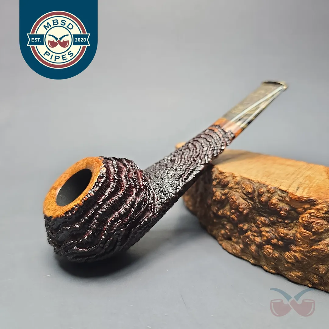 Walt Cannoy Cardinal House Munn Partially Rusticated Eskimo Handmade Briar Pipe, New