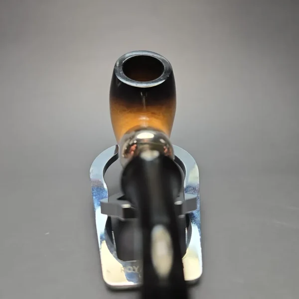 Belt Fumed African Block Meerschaum Bent Billiard w/ Les Wood Silver Estate Pipe, Unsmoked - Image 6