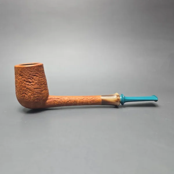 Brentegani Natural Sandblasted Lovat w/ Horn Handmade Briar Pipe, New - Image 11