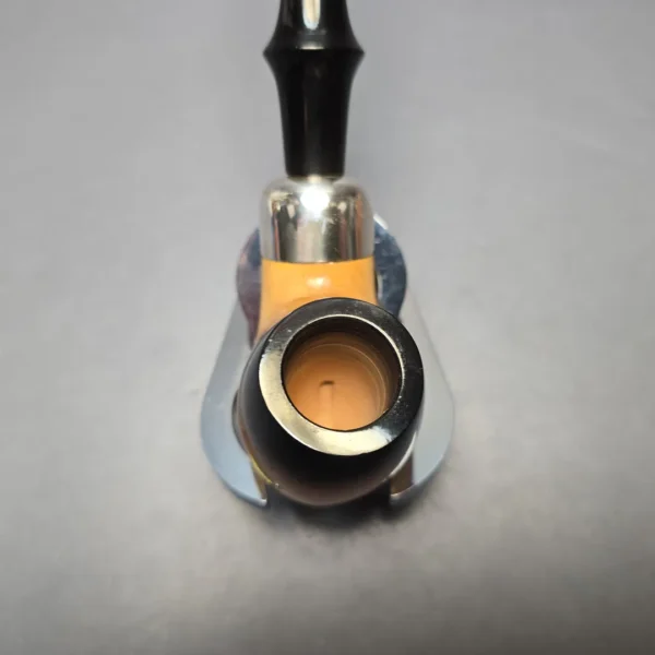 Belt Fumed African Block Meerschaum Bent Billiard w/ Les Wood Silver Estate Pipe, Unsmoked - Image 7
