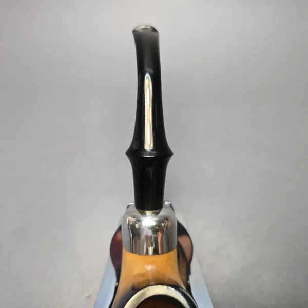 Belt Fumed African Block Meerschaum Bent Billiard w/ Les Wood Silver Estate Pipe, Unsmoked - Image 8