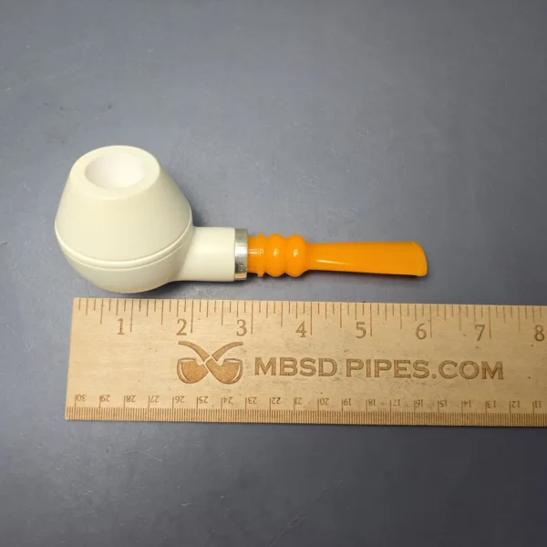 MBSD Meerschaum Silver Smooth Rhodesian Reverse Calabash Block Meerschaum Pipe, New - Image 11