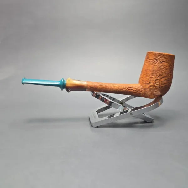 Brentegani Natural Sandblasted Lovat w/ Horn Handmade Briar Pipe, New - Image 3