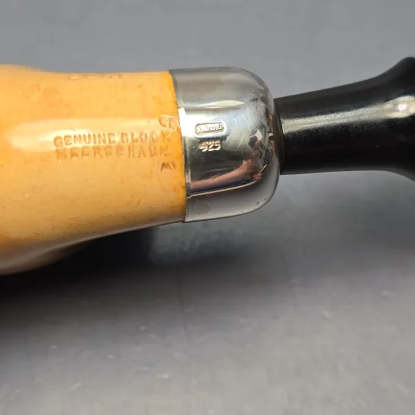 Belt Fumed African Block Meerschaum Bent Billiard w/ Les Wood Silver Estate Pipe, Unsmoked - Image 12