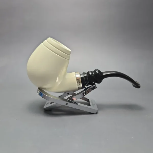 MBSD Meerschaum Silver Smooth Egg Reverse Calabash Block Meerschaum Pipe, New - Image 11
