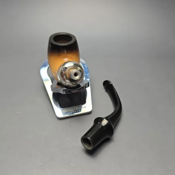 Belt Fumed African Block Meerschaum Bent Billiard w/ Les Wood Silver Estate Pipe, Unsmoked - Image 15