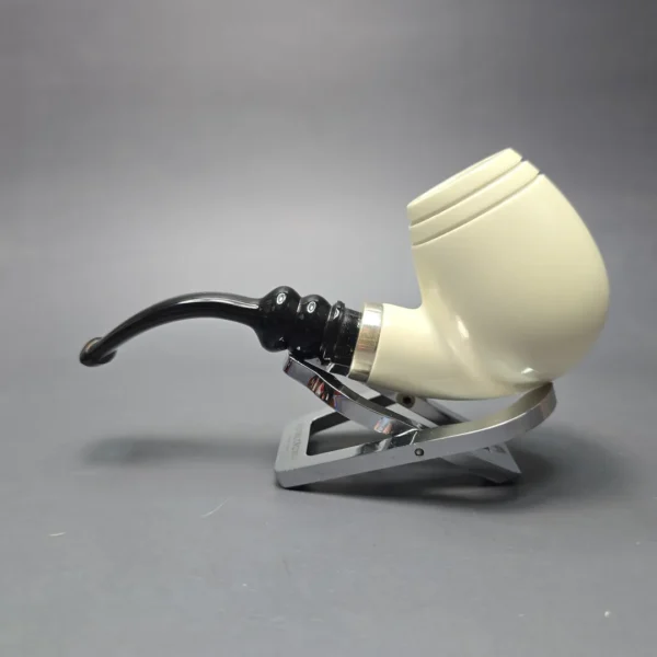 MBSD Meerschaum Silver Smooth Egg Reverse Calabash Block Meerschaum Pipe, New - Image 10