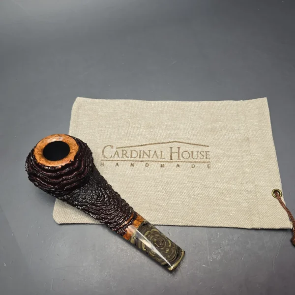 Walt Cannoy Cardinal House Munn Partially Rusticated Eskimo Handmade Briar Pipe, New - Image 14