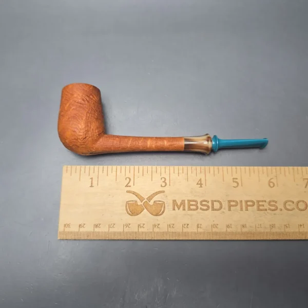 Brentegani Natural Sandblasted Lovat w/ Horn Handmade Briar Pipe, New - Image 12
