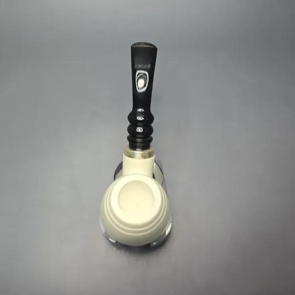 MBSD Meerschaum Silver Smooth Egg Reverse Calabash Block Meerschaum Pipe, New - Image 5