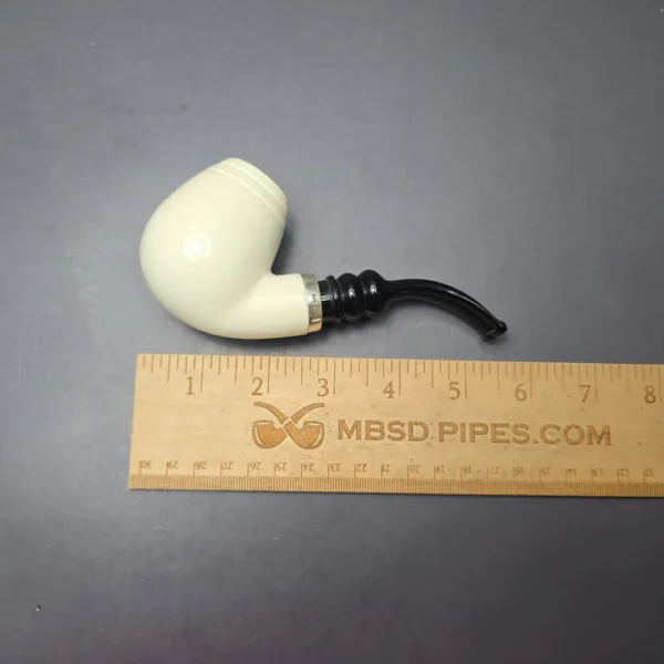 MBSD Meerschaum Silver Smooth Egg Reverse Calabash Block Meerschaum Pipe, New - Image 4