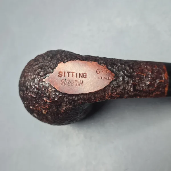 Savinelli Sitting 677 KS Rusticated Bent Billiard Estate Briar Pipe, Italian Estates, 6mm - Image 11