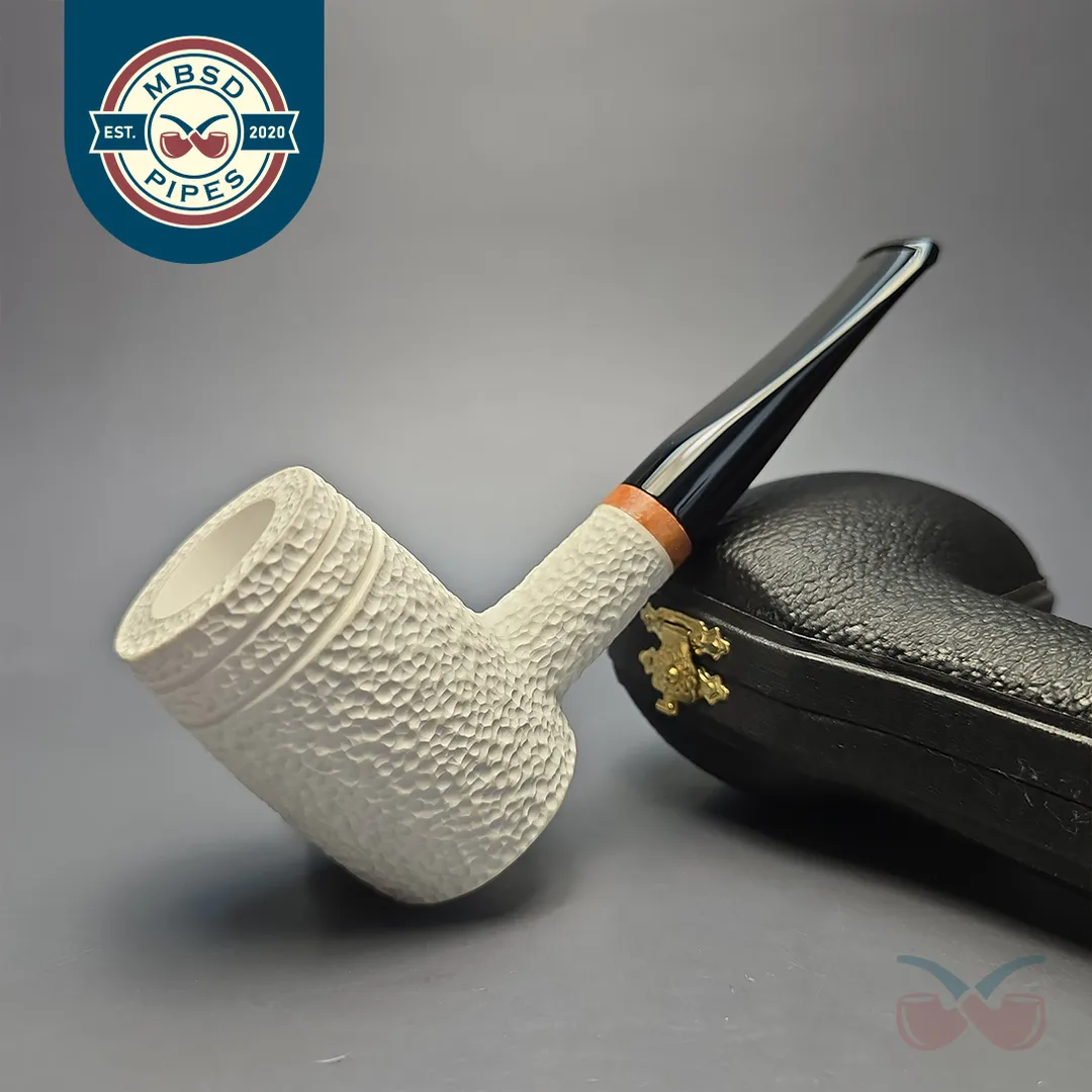 MBSD Meerschaum Deluxe Rusticated "Whittler" Poker with Briar-Mortise (New)