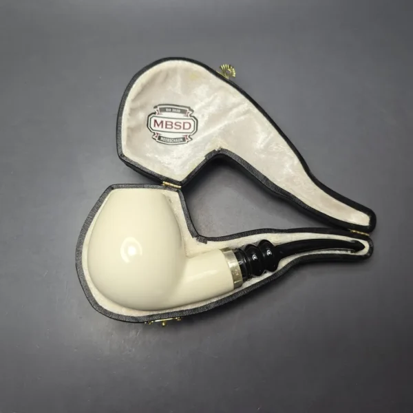 MBSD Meerschaum Smooth Egg Reverse Calabash Block Meerschaum Pipe, New - Image 13