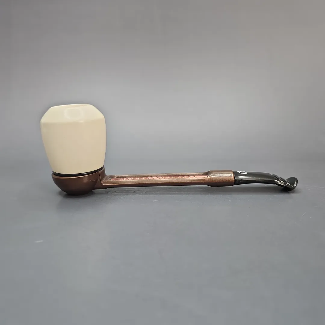 Falcon Extra Curved Dental w/ MBSD Meerschaum Billiard Block Meerschaum Bowl Pipe, New - Image 2