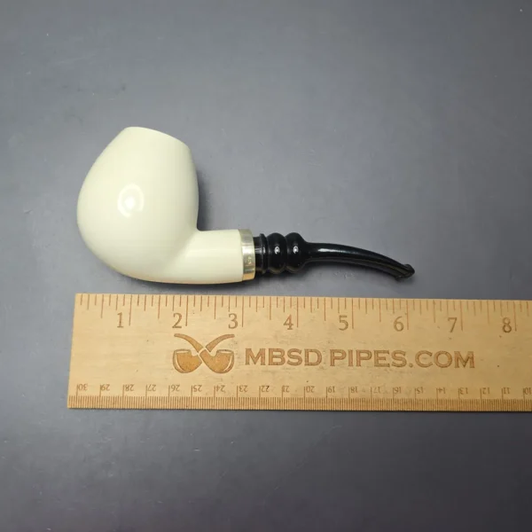MBSD Meerschaum Smooth Egg Reverse Calabash Block Meerschaum Pipe, New - Image 5
