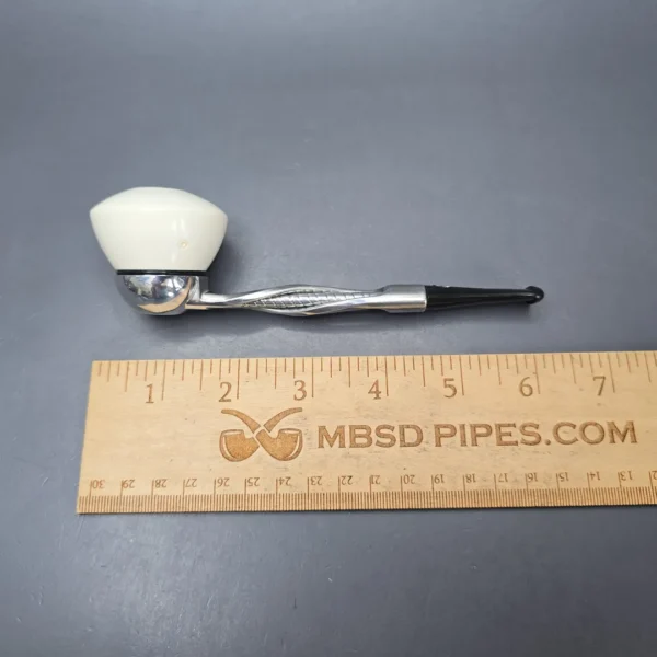 Falcon Shillelagh Chrome w/ MBSD Meerschaum Dublin Block Meerschaum Bowl Pipe, New - Image 11