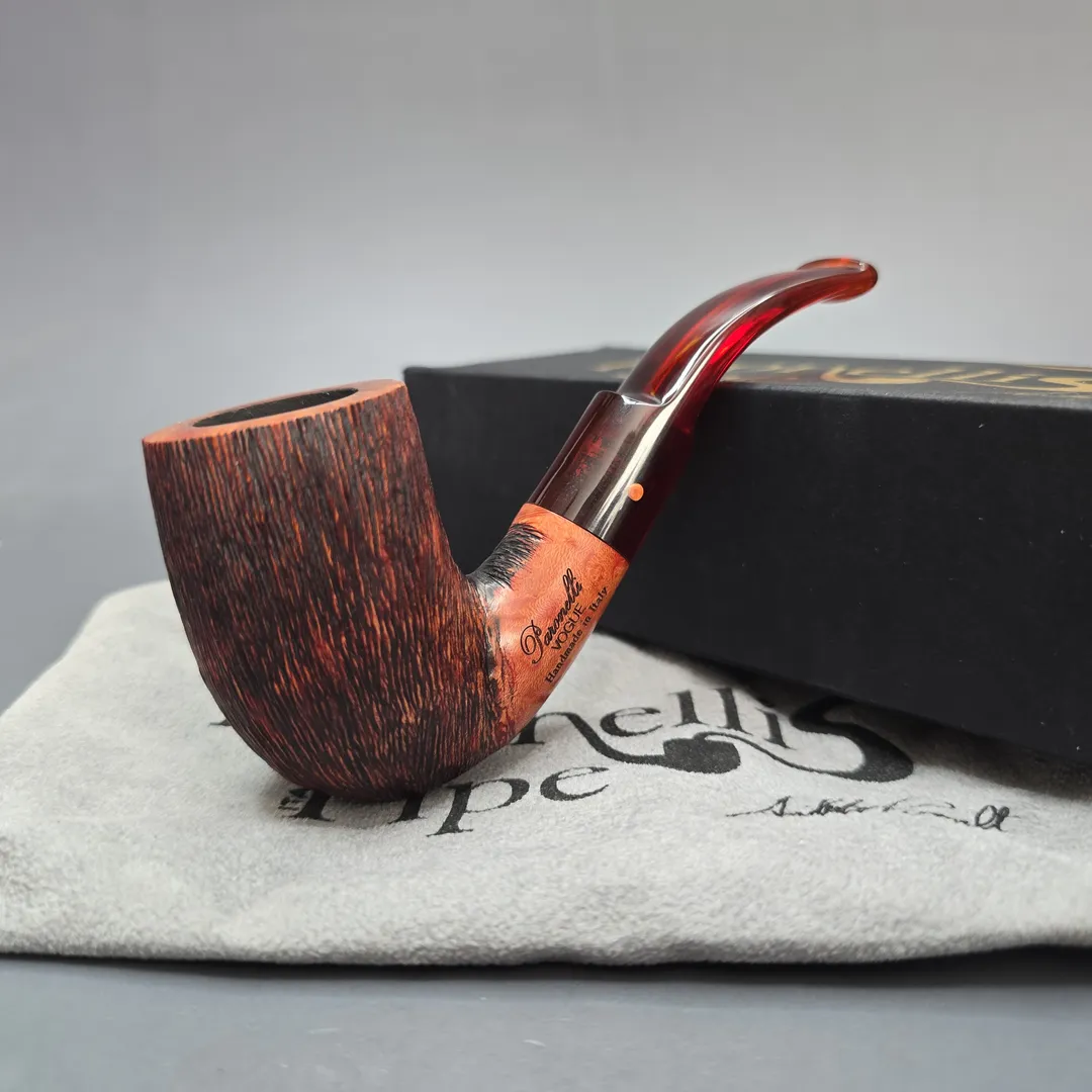 Paronelli Vogue Wire Rusticated Stack Estate Briar Pipe, Italian Estates - Image 2